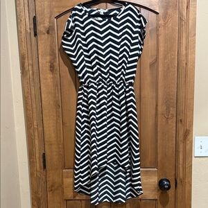 Bloom Black and White Chevron Midi Dress